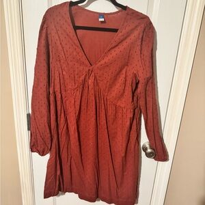 Women's Rust V-Neck Dress
